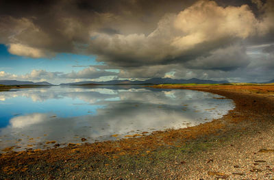 Scenic view of lake against sky