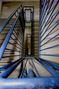 Low angle view of spiral staircase in building