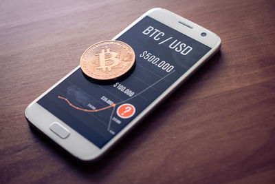 High angle view of laptop on table