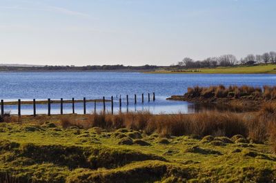 Scenic view of lake against sky