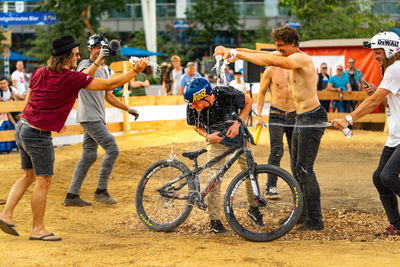 Group of people on bicycle