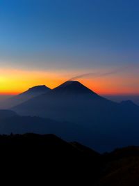 Silhouette mountains against sky during sunset