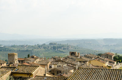 High angle view of townscape against sky