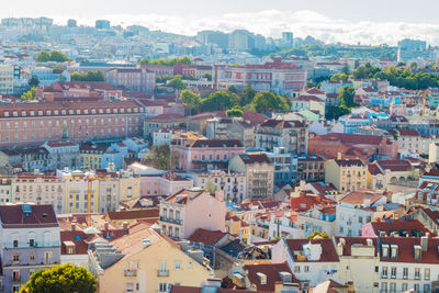 High angle view of townscape against sky