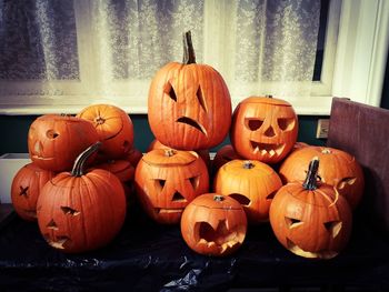 View of pumpkins in shop