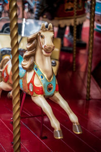 Low angle view of female sculpture at amusement park