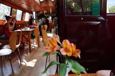 View of potted plants on table at restaurant