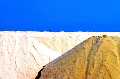 Scenic view of mountain against clear blue sky