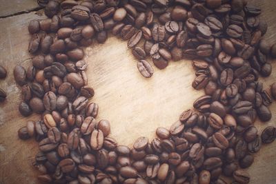 Directly above shot of coffee beans on table