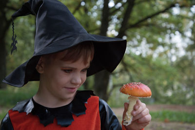 Portrait of boy holding ice cream