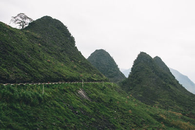 Scenic view of mountains against clear sky in vietnam