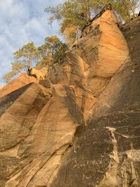 Rock formation on land against sky