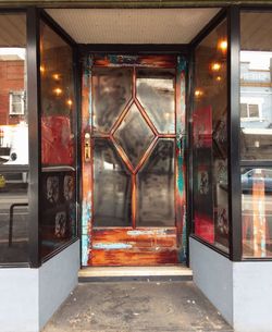 Illuminated entrance of building