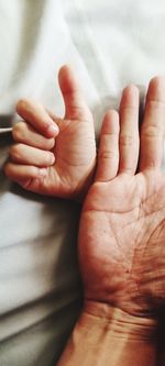 Cropped hand of father and baby hands