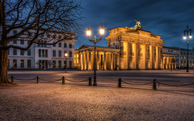 View of buildings at night