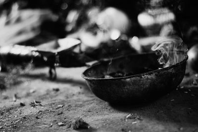 Close-up of water in bowl on table