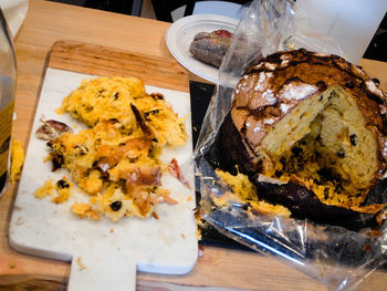 High angle view of food on table