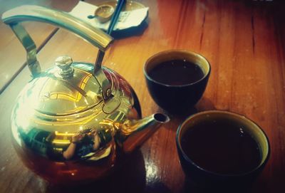 Close-up of tea served on table