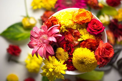 Beautiful fresh flowers gerbera rose marigold 