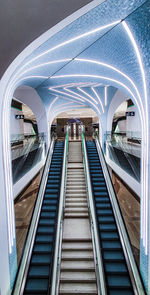 High angle view of escalator