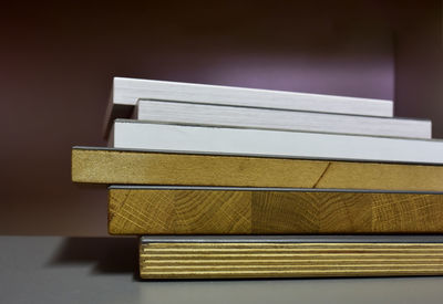 Close-up of books on table