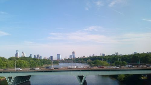 City skyline with river in background