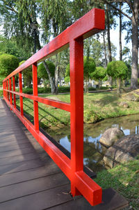 View of footbridge in park