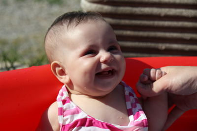 Close-up portrait of cute baby girl