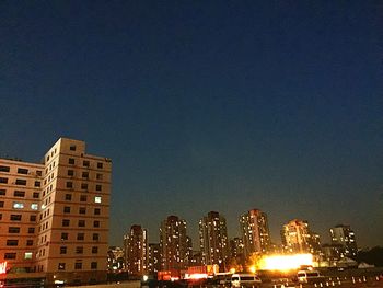 Illuminated buildings at night