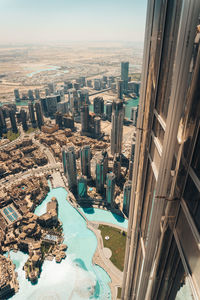 High angle view of buildings in city