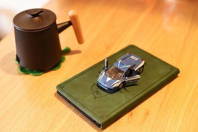 High angle view of coffee on table