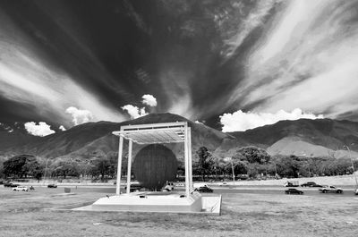 View of mountain range against cloudy sky