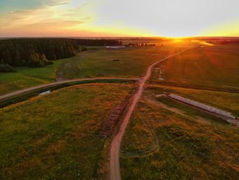 Scenic view of landscape during sunset