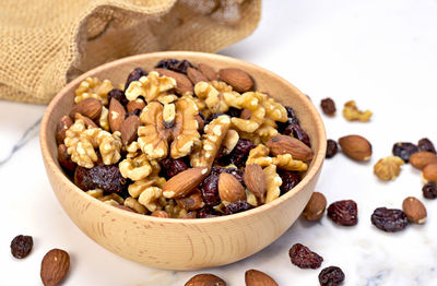 Close-up of breakfast in bowl on table