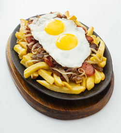 High angle view of breakfast served in plate