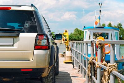 Land vehicle on ferry boat