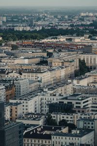 High angle shot of townscape against sky