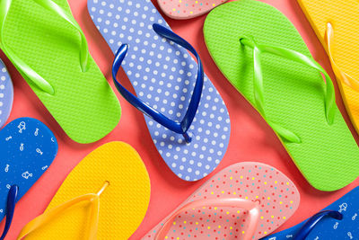 High angle view of multi colored pencils