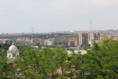 Cityscape against clear sky