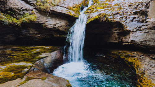 Scenic view of waterfall