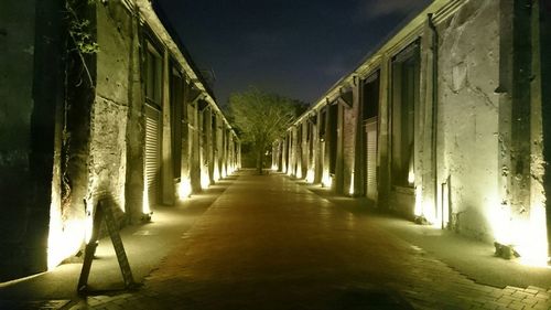 Empty alley along buildings