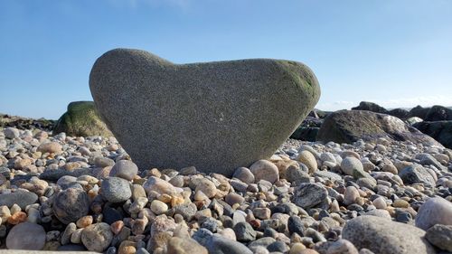 Close-up of stones on beach