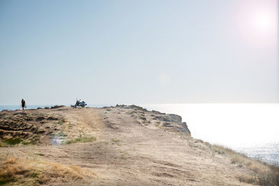 Scenic view of sea against clear sky