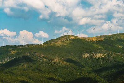 Wind turbines on mountain