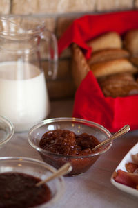 Close-up of food on table