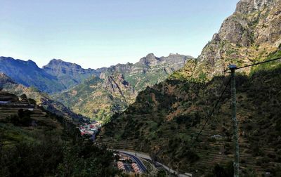 Scenic view of mountains against clear sky