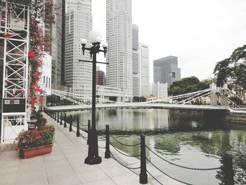 Modern cityscape by water