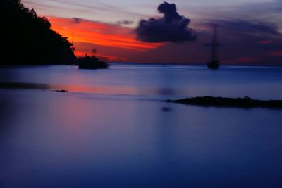 Scenic view of sunset over sea