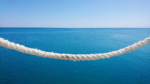 Close-up of blue sea against clear sky