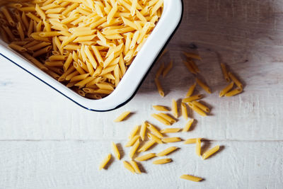 Close-up of food in container on table